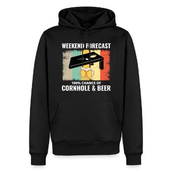 Cornhole Drinking Bean Bag Toss Jeu de pelouse en plein air - Sweat à capuche Premium bio Homme - noir - Devant - Nico (187cm)