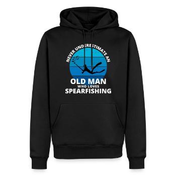 Pêche sous-marine Old Man Grand-père Fête des pères - Sweat à capuche Premium bio Homme - noir - Devant - Nico (187cm)