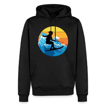 Vintage Retro Wasserski Ski Wassersport - Männer Premium Bio Hoodie - Schwarz - Vorne - Nico (187cm)