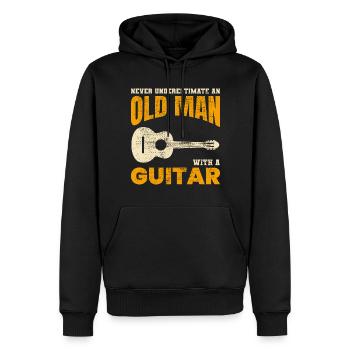 Alter Mann Gitarrist Musik Musiker Papa Opa - Männer Premium Bio Hoodie - Schwarz - Vorne - Nico (187cm)