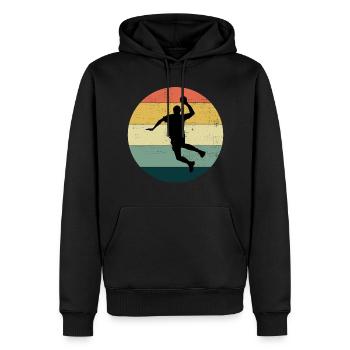 Handballspieler Retro Vintage 80er Jahre Stil Handballer - Männer Premium Bio Hoodie - Schwarz - Vorne - Nico (187cm)