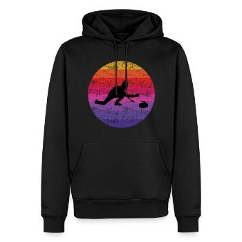 Stone Curling Winter Sport 80s Style Retro Vintage - Sweat à capuche Premium bio Homme - noir - Devant - Nico (187cm)