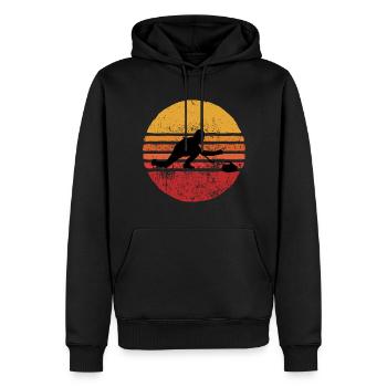 Stone Curling Winter Sport 80s Style Retro Vintage - Sweat à capuche Premium bio Homme - noir - Devant - Nico (187cm)