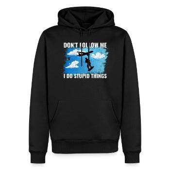 Skysurf Parachutisme Extreme Sport Skydiver Drôle - Sweat à capuche Premium bio Homme - noir - Devant - Nico (187cm)