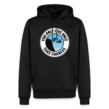 Wingsuit fliegen Base Jumping Fallschirmspringen Wingsuiting - Männer Premium Bio Hoodie - Schwarz - Vorne - Nico (187cm)