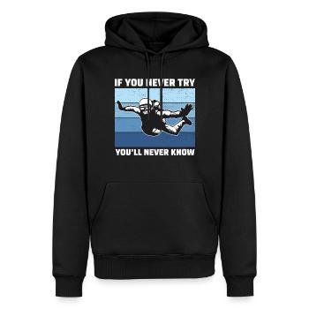 Parachutisme parachutiste parachutiste Motivation - Sweat à capuche Premium bio Homme - noir - Devant - Nico (187cm)