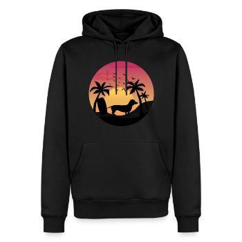 Dackelbesitzer Beach Sunset Palmen - Männer Premium Bio Hoodie - Schwarz - Vorne - Nico (187cm)
