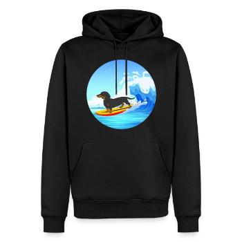 Dackelbesitzer Strand Hund Surfen Surfbrett Surfer - Männer Premium Bio Hoodie - Schwarz - Vorne - Nico (187cm)