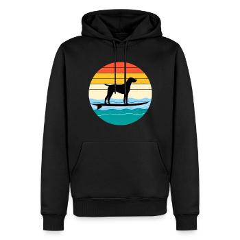 Pointeur allemand à poil court Chien Surf Vagues de mer - Sweat à capuche Premium bio Homme - noir - Devant - Nico (187cm)
