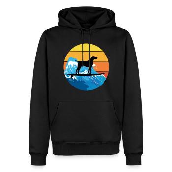 Pointeur allemand à poil court Chien Surf Vagues de mer - Sweat à capuche Premium bio Homme - noir - Devant - Nico (187cm)