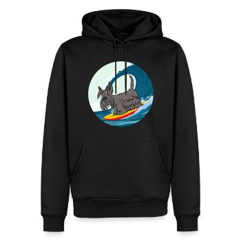 Scottish Terrier Chien Surf Surfeur Mer Vagues - Sweat à capuche Premium bio Homme - noir - Devant - Nico (187cm)