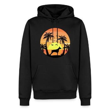 Dobermann Propriétaire Chien Surf Palm Trees Beach - Sweat à capuche Premium bio Homme - noir - Devant - Nico (187cm)