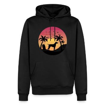 Pointer allemand à poil court plage coucher de soleil palmiers - Sweat à capuche Premium bio Homme - noir - Devant - Nico (187cm)