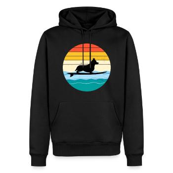 Cardigan Welsh Corgi Hund Surfen Meer Vintage Retro - Männer Premium Bio Hoodie - Schwarz - Vorne - Nico (187cm)