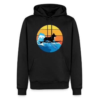 Cardigan Welsh Corgi Hund Surfen Vintage Retro - Männer Premium Bio Hoodie - Schwarz - Vorne - Nico (187cm)