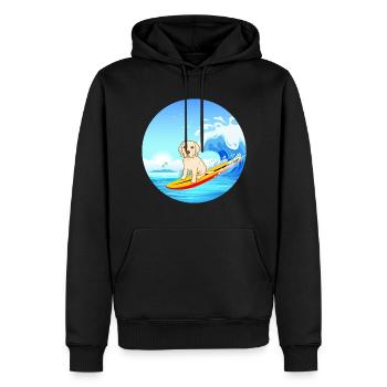 Labrador Retriever Chien Surf Vagues de la mer - Sweat à capuche Premium bio Homme - noir - Devant - Nico (187cm)