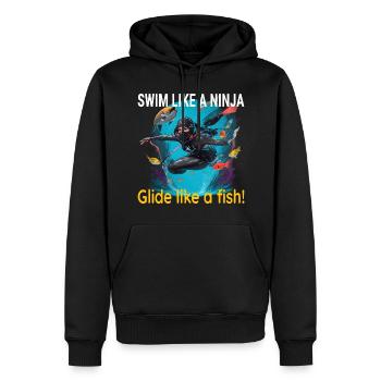 Nager comme un ninja, glisser comme un poisson! - Sweat à capuche Premium bio Homme - noir - Devant - Nico (187cm)