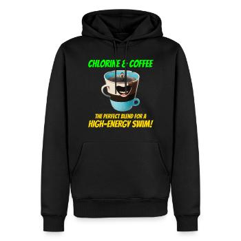 Chlor und Kaffee: Schwimmer Schwimmen Schwimmen - Männer Premium Bio Hoodie - Schwarz - Vorne - Nico (187cm)
