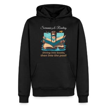 Natation et lecture Nageur Lecteur Amoureux du livre - Sweat à capuche Premium bio Homme - noir - Devant - Nico (187cm)