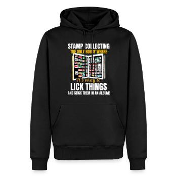 Briefmarkensammler Sammler Philatelist - Männer Premium Bio Hoodie - Schwarz - Vorne - Nico (187cm)