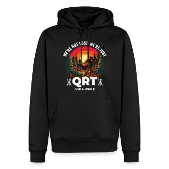 QRT in der Natur Amateurfunker Sonnenuntergang im Freien - Männer Premium Bio Hoodie - Schwarz - Vorne - Nico (187cm)