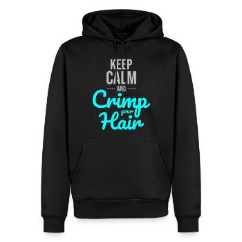 Crimpen Sie Ihr Haar: Genießen Sie die Nostalgie und den Stil der 80er Jahre - Männer Premium Bio Hoodie - Schwarz - Vorne - Nico (187cm)