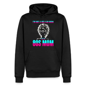 Silhouette de maman emblématique des années 80 : de gros cheveux, un style plus grand - Sweat à capuche Premium bio Homme - noir - Devant - Nico (187cm)