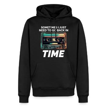 Cassette vintage des années 80 : Voyage dans le temps avec style - Sweat à capuche Premium bio Homme - noir - Devant - Nico (187cm)