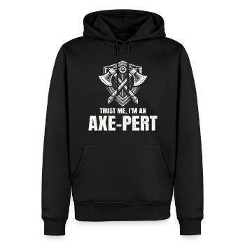 Trust Me I'm an Axe-pert Axe Throwing Lumberjack - Men’s Premium Organic Hoodie - black - Front - Nico (187cm)
