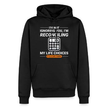 Comptable Comptabilité Tenue de livres Finance Drôle - Sweat à capuche Premium bio Homme - noir - Devant - Nico (187cm)