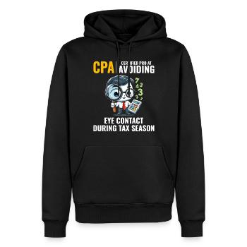CPA : Number Ninja Esquivant le contact visuel Comptable - Sweat à capuche Premium bio Homme - noir - Devant - Nico (187cm)
