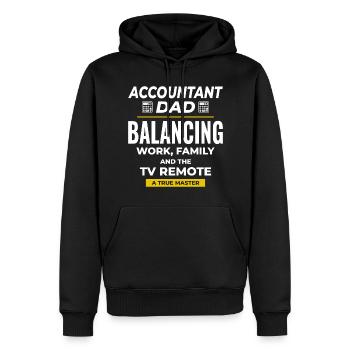 Comptable Papa Comptabilité Finance Financier Drôle - Sweat à capuche Premium bio Homme - noir - Devant - Nico (187cm)