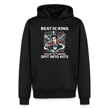 Spit to Hit: Unleash the Humor in Beatboxing - Men’s Premium Organic Hoodie - black - Front - Nico (187cm)