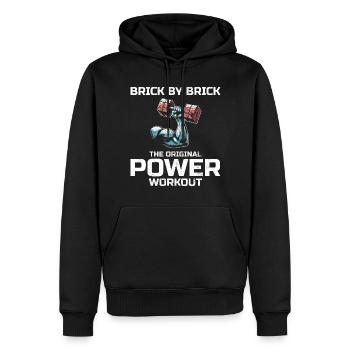 Bricklayer Bricklaying Humor Power Workout Funny - Men’s Premium Organic Hoodie - black - Front - Nico (187cm)