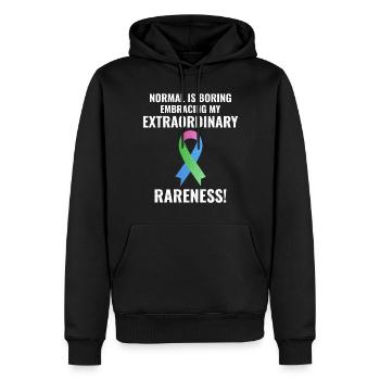 La sensibilisation aux maladies rares embrasse l’extraordinaire - Sweat à capuche Premium bio Homme - noir - Devant - Nico (187cm)