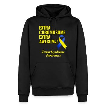 Jour du syndrome de Down chromosome supplémentaire extra génial - Sweat à capuche Premium bio Homme - noir - Devant - Nico (187cm)
