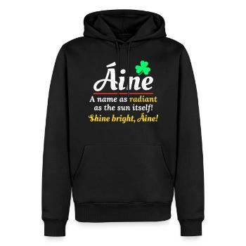 Lustiger irischer Mädchenname: Áine - Strahlender Name - Männer Premium Bio Hoodie - Schwarz - Vorne - Nico (187cm)