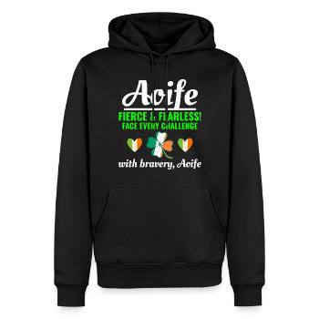 Lustiger irischer Mädchenname Aoife, furchtlose Tapferkeit - Männer Premium Bio Hoodie - Schwarz - Vorne - Nico (187cm)