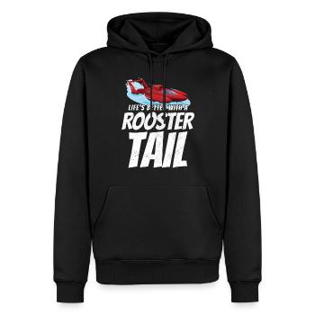 Rooster Tail Rumble : Plaisir des courses d’hydroplanes - Sweat à capuche Premium bio Homme - noir - Devant - Nico (187cm)