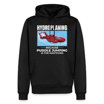 Wasserflugzeug Boot Rennen Humor Pfütze Springen Lustig - Männer Premium Bio Hoodie - Schwarz - Vorne - Nico (187cm)