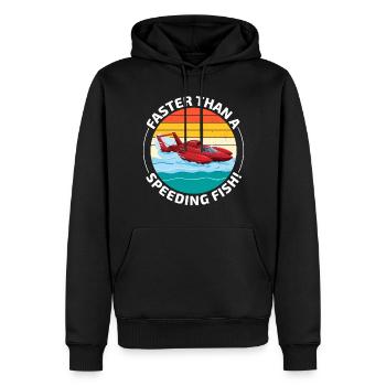 Wasserflugzeug Humor: Schneller als ein rasender Fisch - Männer Premium Bio Hoodie - Schwarz - Vorne - Nico (187cm)