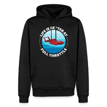 Vollgasspaß: Wasserflugzeugrennen lachen - Männer Premium Bio Hoodie - Schwarz - Vorne - Nico (187cm)