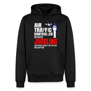 Fluglotse ATC Aviation Humor Flugzeug - Männer Premium Bio Hoodie - Schwarz - Vorne - Nico (187cm)