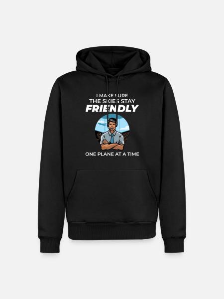 Controlador de tráfico aéreo ATC aviación humor avión - Sudadera con capucha prémium ecológica para hombre - negro
