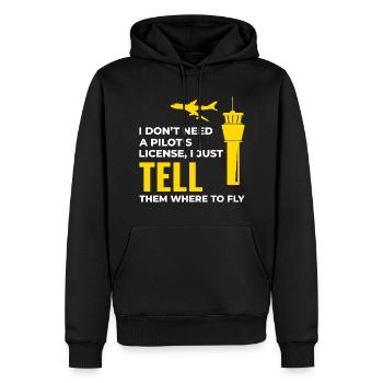 Fluglotse ATC Aviation Humor Flugzeug - Männer Premium Bio Hoodie - Schwarz - Vorne - Nico (187cm)