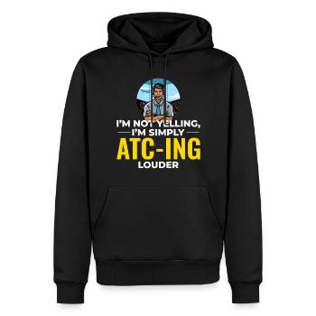 Fluglotse ATC Aviation Humor Flugzeug - Männer Premium Bio Hoodie - Schwarz - Vorne - Nico (187cm)