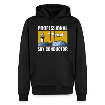Fluglotse ATC Aviation Humor Flugzeug - Männer Premium Bio Hoodie - Schwarz - Vorne - Nico (187cm)