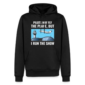 Fluglotse ATC Aviation Humor Flugzeug - Männer Premium Bio Hoodie - Schwarz - Vorne - Nico (187cm)