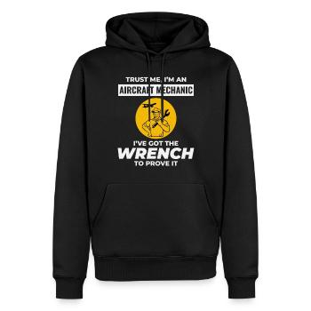 Mécanicien d’aéronefs Technicien d’entretien aéronautique - Sweat à capuche Premium bio Homme - noir - Devant - Nico (187cm)