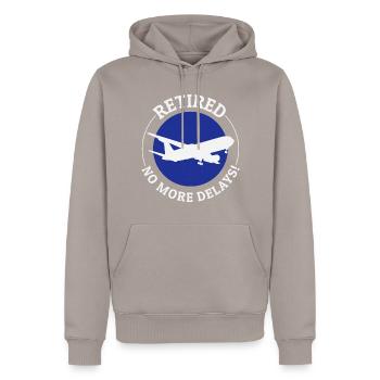 Hôtesse de l’air à la retraite - Sweat à capuche Premium bio Homme - taupe - Devant - Nico (187cm)